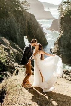 Romantic wedding couple poses