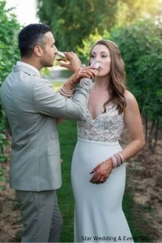 Romantic wedding couple poses