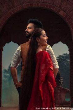 Romantic wedding couple poses
