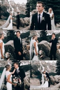 Romantic wedding couple poses