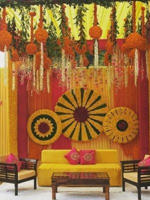 Marigold Garland mehndi decoration